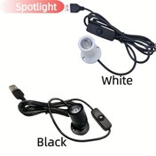 Resim 1 Adet Mini LED Projektör 1W USB 5V Metal Mat Kaplama, Enerji Verimli Yüzey Montaj Tavan Aşağı Işık ile Push Button Kontrol, Döndürülebilir Alüminyum Gölgelik, Kabin, Sergi, Mücevher Aydınlatması için - Siyah 