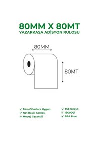 Resim 80x80 Termal Rulo Yazarkasa Adisyon Rulosu 1 Paket 10 Adet Tse Belgeli Bpa Free 