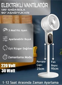 Resim Protonust Akıllı Dönebilen Fan Vantilatör Sessiz Uzaktan Kumandalı Dijital Ekranlı 3 Farklı Ayarlanabilir Boy 