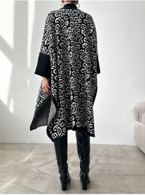 Resim 02Lady Fashion kadın leopar desenli triko panço 