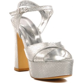 Resim Ayakmod Gümüş Platform Topuk Kadın Topuklu Ayakkabı 655417 Z 