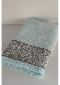 Resim Püsküllü & Bordürlü Banyo Havlusu - Bambu & Ekstra Yumuşak Mint Yeşili 