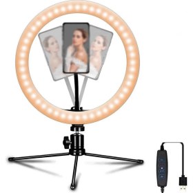 Resim MobaxAksesuar Ring Light Youtuber Tictok Makyaj Işıklı Telefon Tutucu 16CM + 2.2m Tripod CT-001 