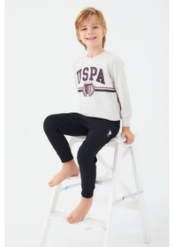 Resim U.S. Polo Assn. U.s. Polo Assn Bej Melanj Erkek Çocuk Pijama Takım Bej Melanj 
