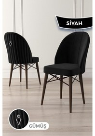 Resim Canisa Concept Ritim Serisi 4 Adet Siyah Sandalye 1.sınıf Babyface Ithal Kumaş Siyah Gürgen Ayak Gümüş Halkalı Sandalye Siyah Ayaklar Siyah 