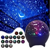 Resim USB Ay ve Yıldız Projektör Lambası, 4 Renk Değiştiren LED, 3 Noktalık Plastik Taban, USB Kablolu Masaüstü Gece Gökyüzü Projeksiyonu - Uyku Odası İçin Mükemmel Atmosfer, Parti Dekorasyonu & Benzersiz Doğum Günü Hediyesi 