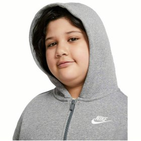 Resim Nike Club Fleece Tam Boy Fermuarlı Genç Çocuk Kapüşonlu Ceket Da5067 