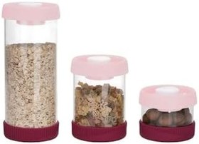 Resim Vip Ahmet Yuvarlak Vakumlu Cam Saklama Kabı Seti, 3'Lü Set (450 Ml+840 Ml+1500 Ml), Pembe 