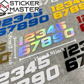Resim Motosiklet Numara Sticker ve Kask İçin Numara Sticker Seti (0-9) | Yarış Rakamları - 2.54 cm(1SET) / Siyah 