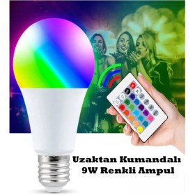 Resim YTE Videolu Uzaktan Kumandalı Rgb(Renkli)" + Beyaz 9W LED Ampul Fonksiyonlu 