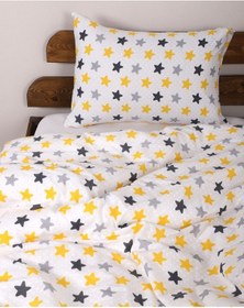 Resim Tek Kişilik Nevresim Seti Sarı Yıldızlı Çarşafsız 13 