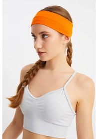 Resim Kadın %100 Pamuklu Penye, Kaymaz, Terletmez, Ultra Hafif, Spor Saç Bandı Bandana - Tek Ebat / Turuncu Turuncu 
