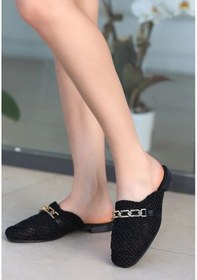 Resim Biçomi Emert Siyah Örgülü Terlik Çok Renkli 