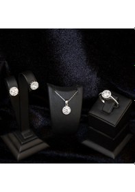 Resim 925 Ayar Gümüş Etrafı Sıralı Tek Zirkon Taşlı Set 