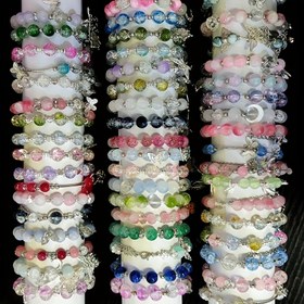 Resim 5/10 Adet Şık Rastgele Kadın Cam Çiçek Kelebek Kolye Bileklik Seti, Ayarlanabilir Elastik Kayışlı, Sevgililer Günü Takı Hediyesi Toplu Satış 