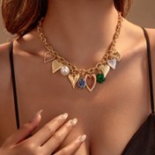 Resim Boho Deniz Tarzı, Renkli Kalp Kolye ile Yapay İnci - Kaplama, Ona Romantik Bir Hediye, Günlük Giyim, Partiler ve Tatil Etkinlikleri İçin Mükemmel, Her Gün Takı|Bohem Kolye|Plating, Bohem Kolye 