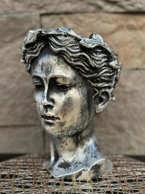 Resim Dekoratif Polyester Tekli Helen Saksı Vazo Gümüş Eskitme 