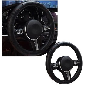 Resim Padalink 38cm Siyah Nubuk Deri Araba Direksiyon Kılıfı - Ventilated, Anti-slip, Evrensel Uyumlu, Konforlu İç Donanım Aksesuarı Siyah 