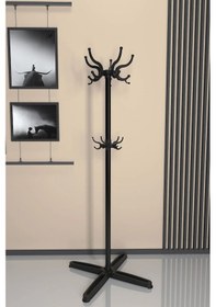 Resim Morpanya Ayaklı Askılık Vestiyer Elbise Askılığı Büro Portmanto Elbise Askısı Siyah 