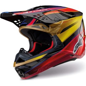 Resim Alpinestars Supertech M10 Era Off-Road Kaskı Kırmızı Altın 