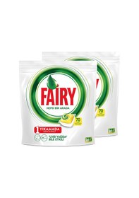 Resim Fairy Hepsi Bir Arada Limon Kokulu Bulaşık Makinesi Deterjanı 2 x 70 Tablet 