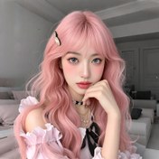 Resim Kadınlar için Düz Saçlı Pembe Uzun Kıvırcık Sentetik Saç - Isıya Dayanıklı Fiber, Cosplay, Partiler ve Cadılar Bayramı Kostümleri için İdeal, Ayarlanabilir Kapağı, Cosplay Saç|Kıvırcık Dalga Saç|Isıya Dayanıklı Wi 