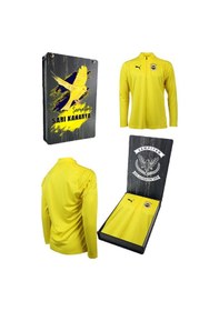 Resim Fenerbahçe Lisanslı 23/24 A Takım Uv Kutulu Futbolcu Yarım Fermuar Sweat Sarı - Lacivert 