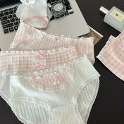 Resim 5'li Şirin Pamuk İç Çamaşırları Rastgele Baskılar, Orta Yükseltme Briefs ile Püsküllü Detaylar, Rahat Nefes Alabilen Pamuk Astar, Orta Destek Örgü Kumaş Kadın İç Çamaşırı 