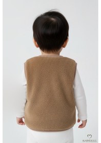 Resim Babyden's Welsoft Erkek Bebek Çocuk Çıtçıtlı Yelek Ayıcık Armalı, Yumuşak Peluş Bebek Yeleği Kahverengi 