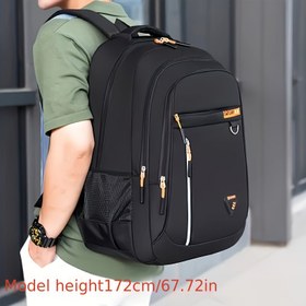 Resim 1 Erkekler için Yüksek Kapasiteli Seyahat Sırt Çantası Laptop Bölmesi ile - Dayanıklı Naylon, Çok Cepli İş Çantası, Ortaokul, Lise ve Üniversite Öğrencileri için İdeal - Kolay Silinebilir, Fermuarlı Kapatma, Okul Sırt Çantası 