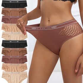 Resim 10 Paket XIAZIYAROU Kadınlar için Nefes Alabilen Dantel Detaylı Bikini İç Çamaşırı - Harf Detayı ile Orta Yükselişli Dikişsiz Külotlar, Rahatlık için Yarı Şeffaf File Tasarımı, 10 Renk (Siyah / Bej / Kahverengi / Ten Rengi / Gri / Mavi-Gri / Beyaz / Pembe / Lavanta / Şeftali), Günlük Konfor Giyim | Dantel Detaylı İç Çamaşırı | Estetik İç Çamaşırı 