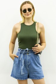 Resim Madmext Mad Girls Haki Crop Top MG361 