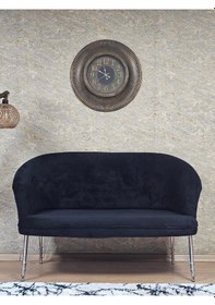 Resim Zafir İkili Teddy Krom Kaplama Telli Ayak Çay Seti Koltuk İkili Berjer , Balkon, Salon, Ofis Siyah 