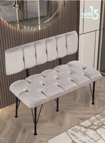 Resim Yirmi15 Metal Ayaklı Metal Alt Kasalı New 2024 Sırtlı Bench Bank Krem Bench 