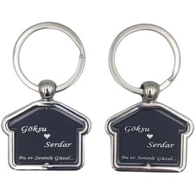 Resim Sedef Silver Bu Ev Seninle Güzel Kişiye İsme Özel Anahtarlık Seti 2 Adet 