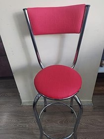 Resim Sandalye ST 4565 BAR Yüksek Pembe FUŞYA 1ad Metal Çelik nikelaj Suni deri döşeme 
