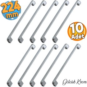 Resim Badem10 Gölcük Oval (224 mm - 22.4 cm) Metal Krom Mobilya Mutfak Çekmece Dolap Dolabı Kulpu Kulbu Kulpları 10 ADET 