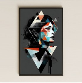 Resim Geometrik Soyut Kadın Portresi Şeffaf Pleksi Tablo 