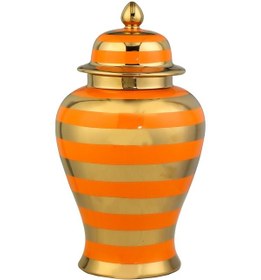 Resim Vitale Dory Çizgili Vazo Turuncu Gold 14x22x38 Cm Ak.wlt0615 
