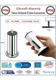 Resim Koltuk, Yatak, Mobilya, Baza Ayağı 20cm - M8 İnce Diş - 2 Adet Krom 