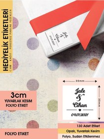 Resim Kalp Figürlü Etiket Cemiyet İçin Ürünlerinize Özel 3 CM - 130 Adet Letbil Folyo Sticker Siyah - Beyaz 