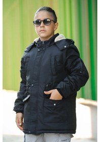 Resim Oxford Çıkarılabilir Kapüşonlu İçi Polarlı Erkek Çocuk Mont 