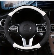 Resim Maxaccess Dalga Desenli 3d Direksiyon Kılıfı, Dört Mevsim, Delikli Pu Deri, Nefes Alabilir, Beyaz Dalgalı Beyaz 