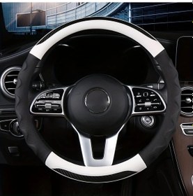 Resim Maxaccess Dalga Desenli 3d Direksiyon Kılıfı, Dört Mevsim, Delikli Pu Deri, Nefes Alabilir, Beyaz Dalgalı Beyaz 