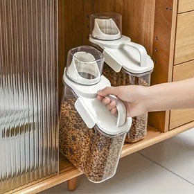 Resim 2'li Paket 2000/2800ml Nem Geçirmez, Şeffaf ve Saplı Kedi/Köpek Kuru Maması Saklama Kabı - Ölçü Kabı Dahil, Dayanıklı PP Malzeme 