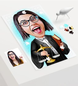 Resim Kişiye Özel Bayan Avukat Karikatür 240 Parça A3 Puzzle - 1 
