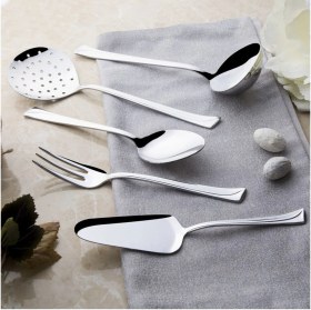 Resim Paslanmaz Çelik 5 Parça Servis Takımı, Gri, Şık ve Dayanıklı Tasarım 