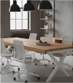 Resim raweyn Dogal Ağaç Sirius Toplantı Masası Beyaz Ayak 120*280*76 Cm-Açık Ceviz 