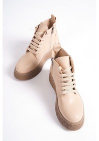 Resim Mubiano Mbkdr360-n Nude Kalın Yüksek Tabanlı Bağcıklı Bot & Bootie Nude 