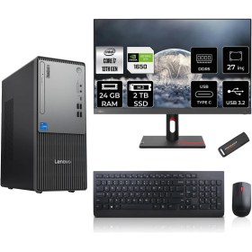 Resim Lenovo Thinkcentre Neo 50T Gen 5 Intel Core I7 13700 24GB 2tb SSD GTX1650/4GB 27" Fhd Monitör Fdos Masaüstü Bilgisayar & Per4 USB Bellek 12UB000LTRMNT2314 